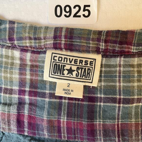 Converse One Star Women Dress 2 Plus Size Purple Plaid Shirt Dress Casual Button - Picture 2 of 11
